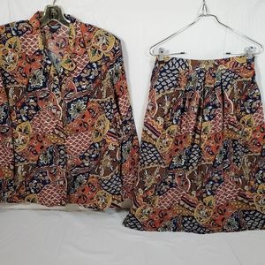 Vintage PARMINIA Women Size L Top and Skirt Set